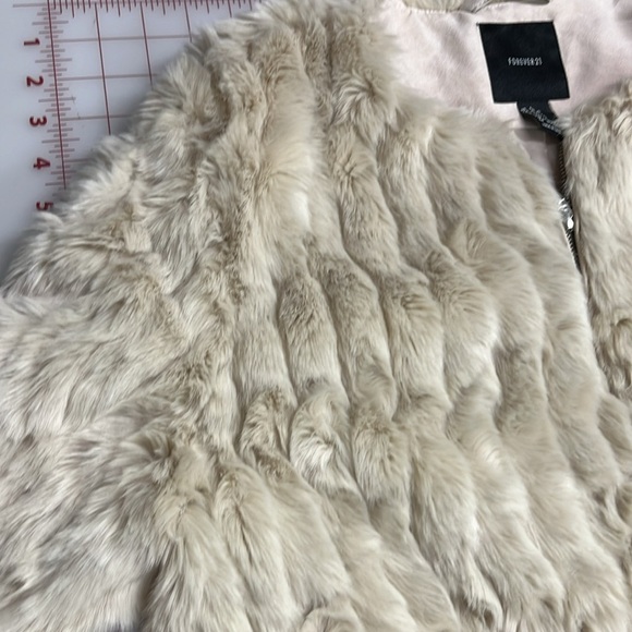 FOREVER 21 Boho Faux Fur Hippie-Chic Holiday Party Collarless Cream/Tan Coat L - Picture 3 of 14